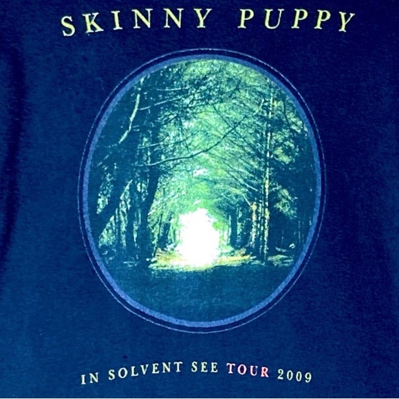 Vintage Distressed Skinny Puppy In Solvent See Concert Tour Hooded T-shirt S - Picture 7 of 12